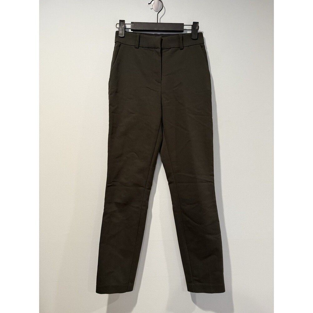 H&M Pants Women 2 DarkOlive Stretch Work Career Travel Elastic Minimalist Office